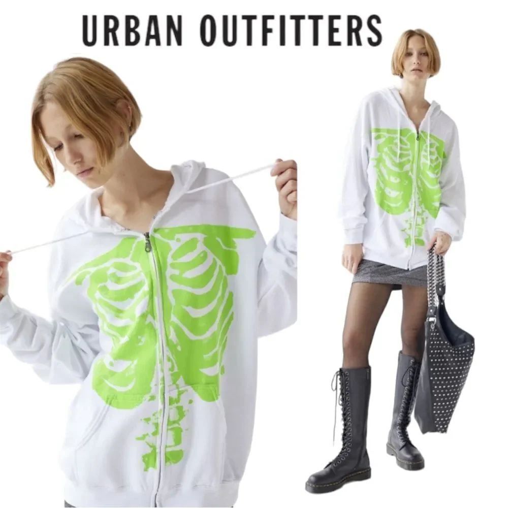 NEW Project Social T Urban Outfitters UO Skeleton Zip-Up Hoodie Sweatshirt